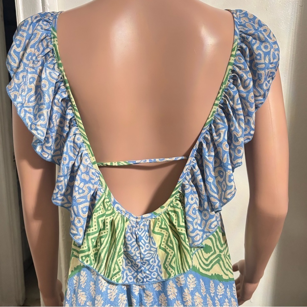 ANISA Women’s Open Back V- Neck Maxi Dress 100% silk - Picture 8 of 13